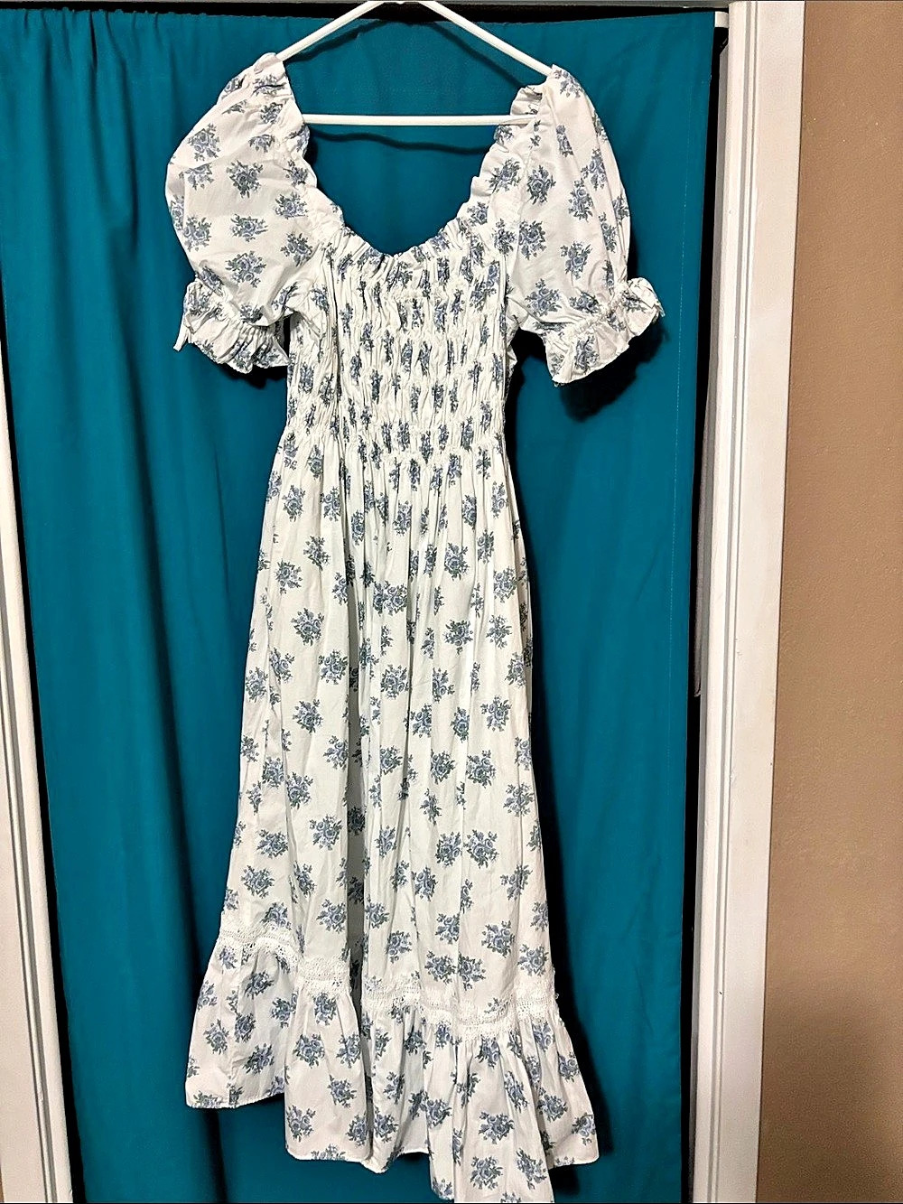 Antonio melani Floral Maxi Dress in White & Blue